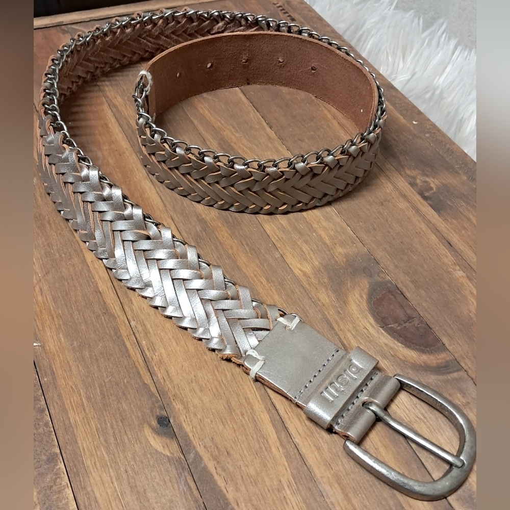 Pistil Braided Metallic Leather Belt Size M 41"
